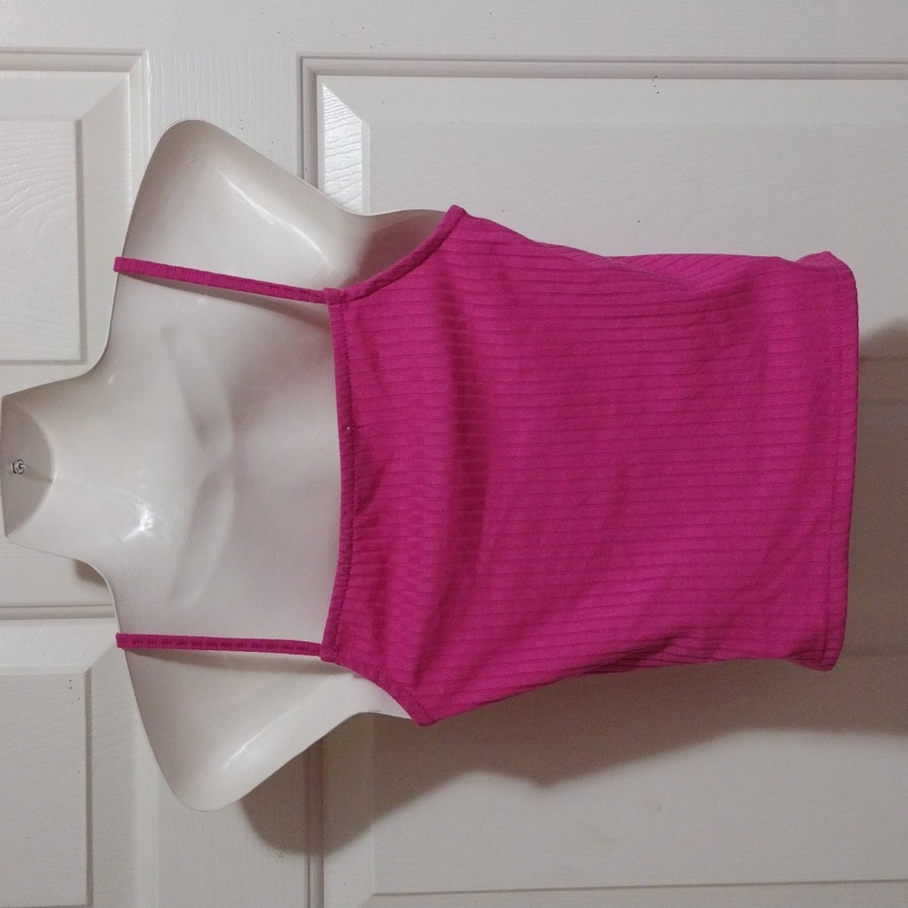 Pink Ribbed Cropped Top Small 🆕 - Picture 4 of 5